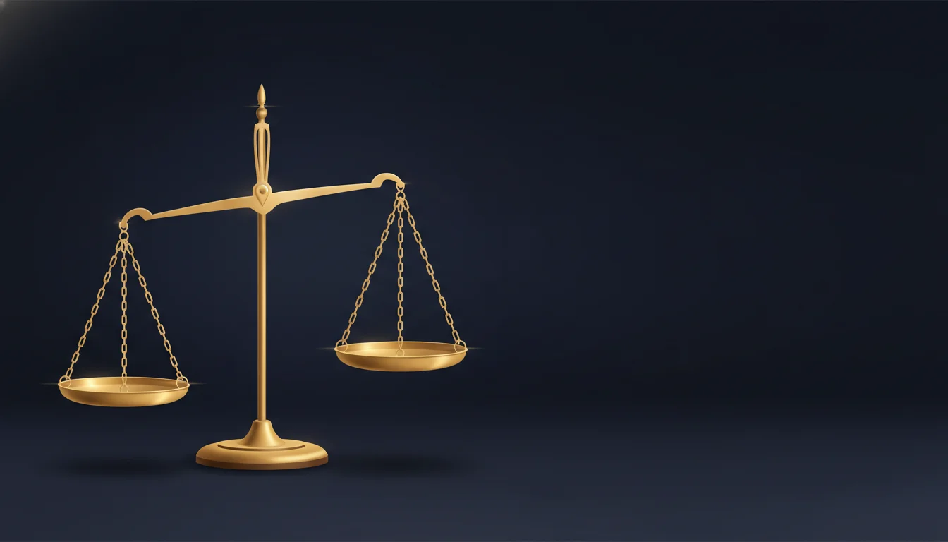 Classic mechanical balance scale with two brass pans, one slightly higher than the other, against a dark moody backdrop