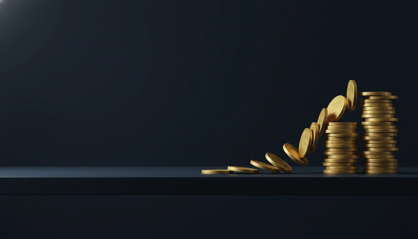 Time-lapse of golden coins cascading off the edge of a dark surface, illustrating the financial cost of slow lead response